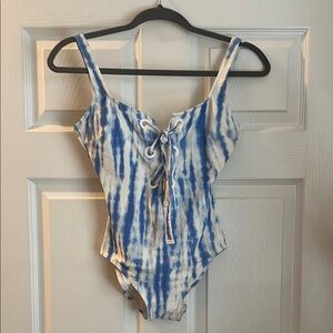 Michael Kors Blue and White Tie-Dye swimsuit
